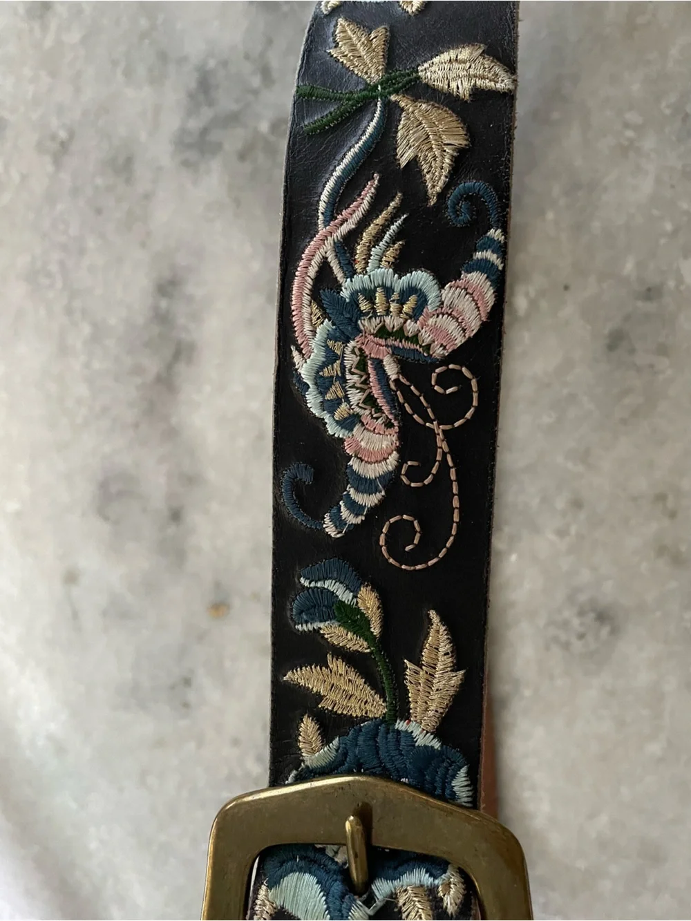 Vintage Lucky Brand Embroidered Leather Belt